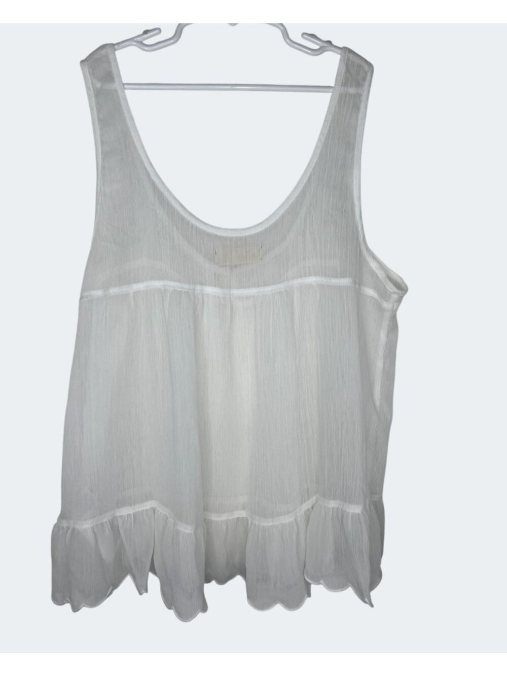 Hollister White Sleeveless Flowy Embroidered Tank Top Medium Scoop Neck - Picture 12 of 13
